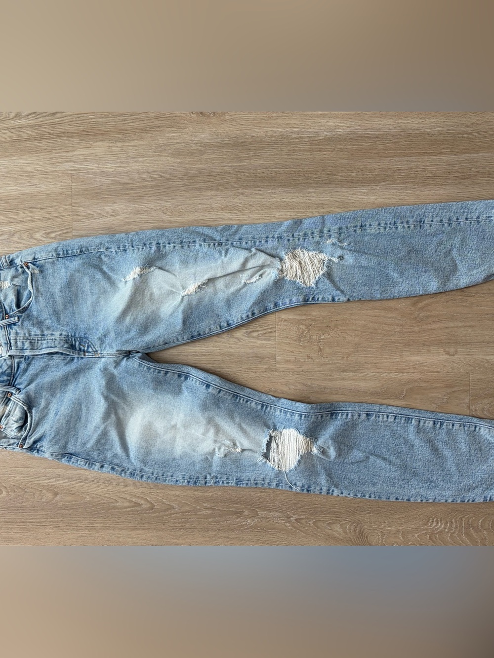 MOTHER Light Blue High-Rise Distressed Jeans